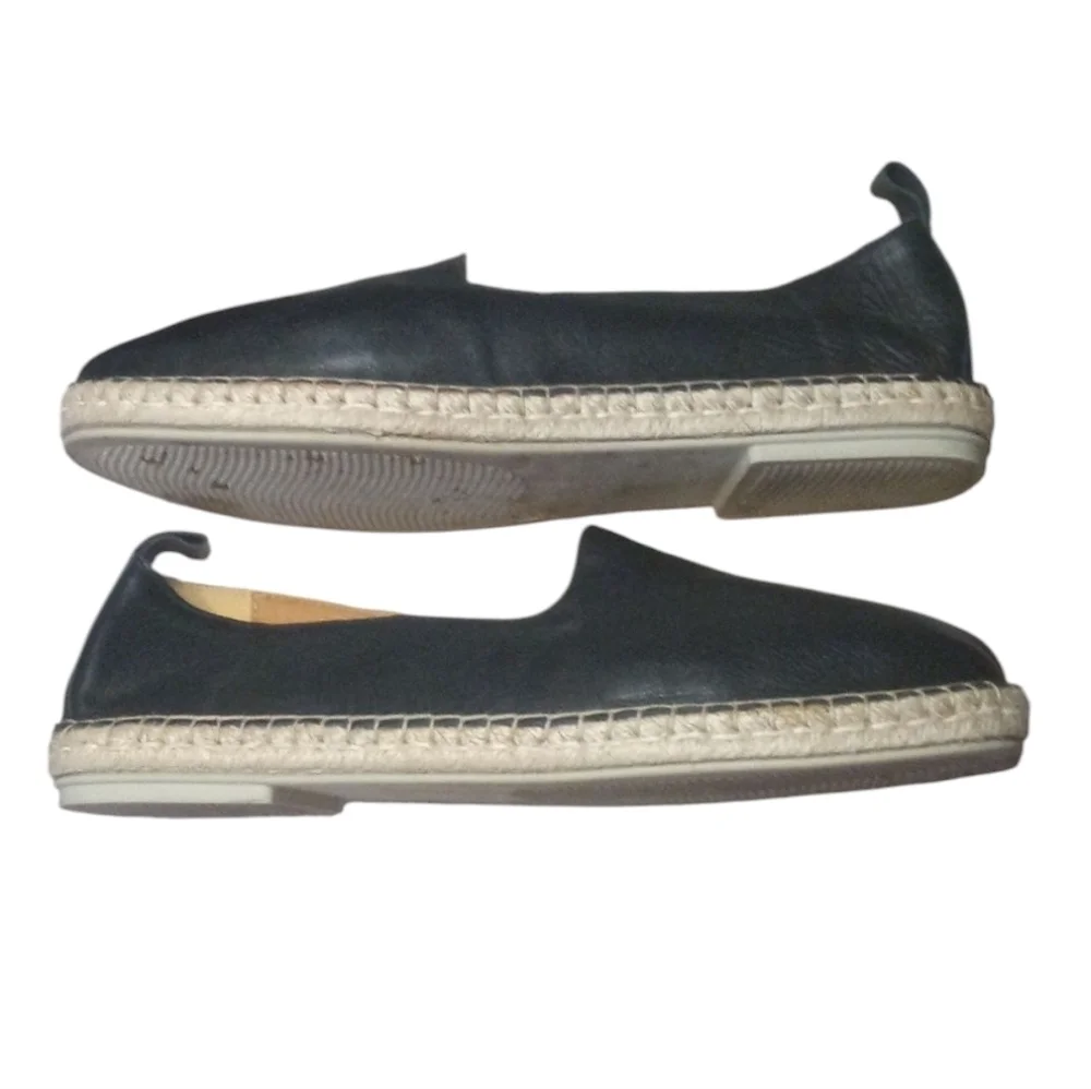 Tsonga South Africa Leather Espadrille In Black Delta Size 42 9